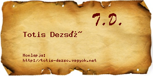Totis Dezső névjegykártya